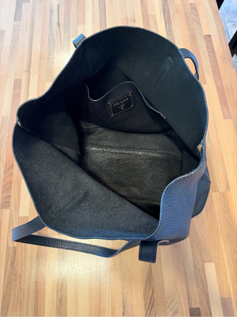 Prada Black Pebbled Leather Tote - Picture 7 of 8